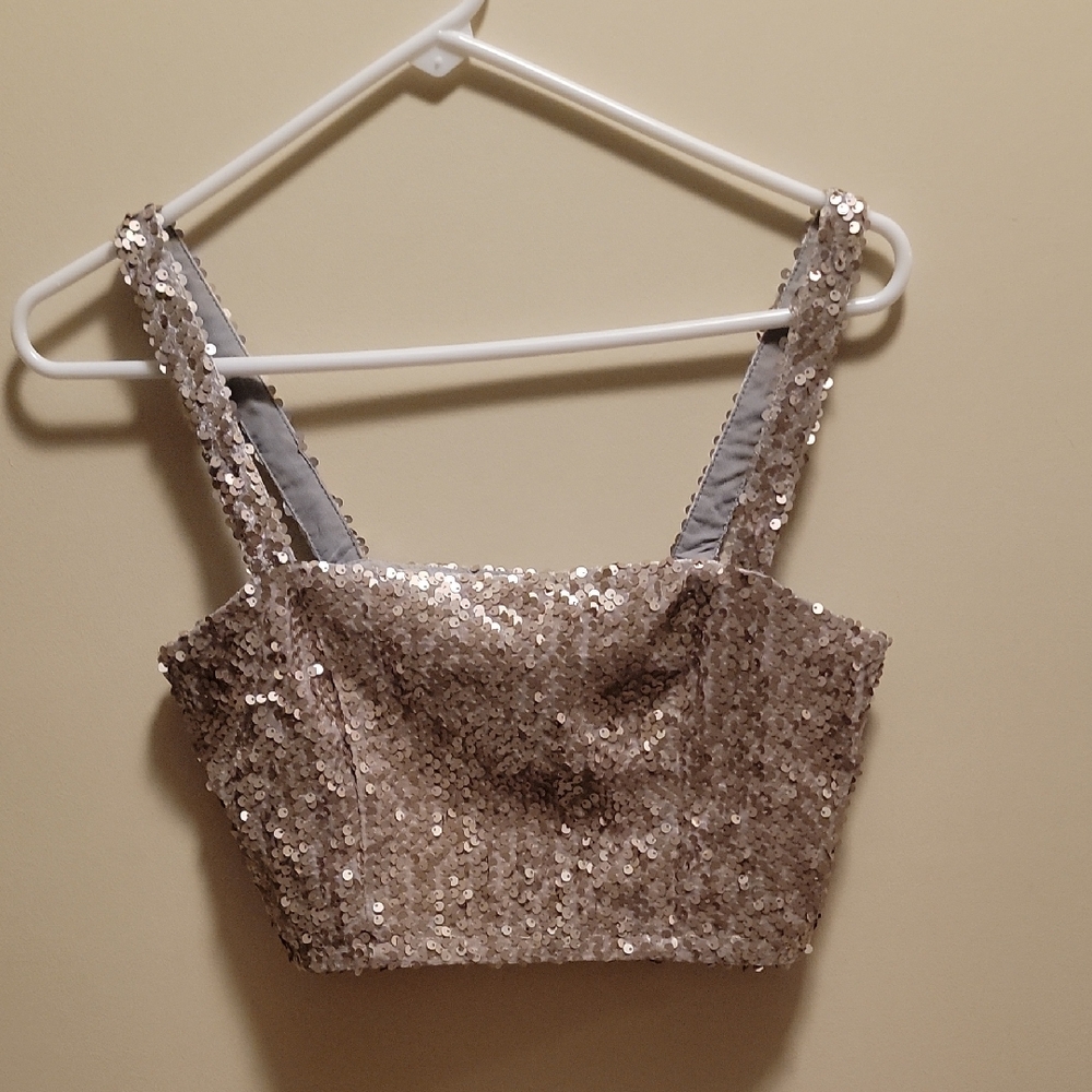 Forever 21 Sequin Gold Crop Top